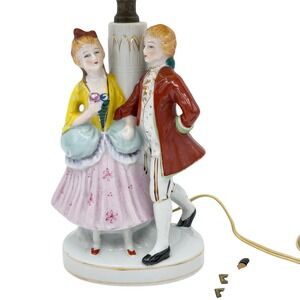 Vtg 1940s Occupied Japan Porcelain Victorian Courting Couple Table Lamp Bedside